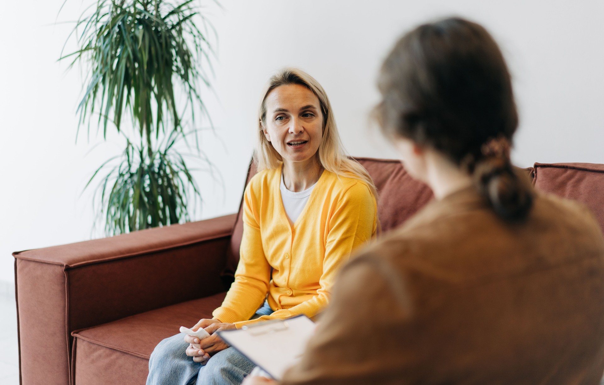 A Woman In A Consultation With A Psychologist Listens To Advice On Improving Behavior In Life.
